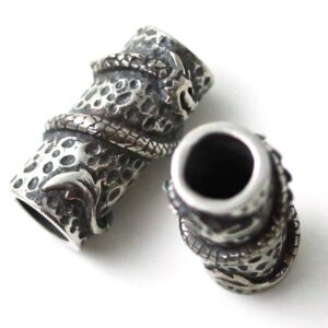 LynnAround Pewter Norse Nordic Viking Dragon Beard Beads Rings, Dwarven Dreadlock Pirate Medieval Hair Beads, Pagan Jewelry