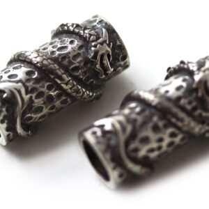 LynnAround Pewter Norse Nordic Viking Dragon Beard Beads Rings, Dwarven Dreadlock Pirate Medieval Hair Beads, Pagan Jewelry