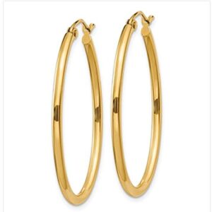 14 Karat Yellow Gold Oval Hoop Earrings