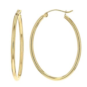 14 karat yellow gold oval hoop earrings