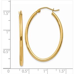 14 Karat Yellow Gold Oval Hoop Earrings