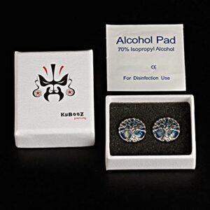 KUBOOZ Blue Planet Silvery Tree Ear Plugs Tunnels Gauges, No Color, Size No Size