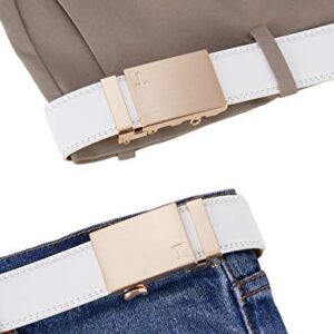 Tonywell White Belt Men, Ratchet Belt Leather Genuine 1.5 Inch Wide for Dress Pants & Jeans