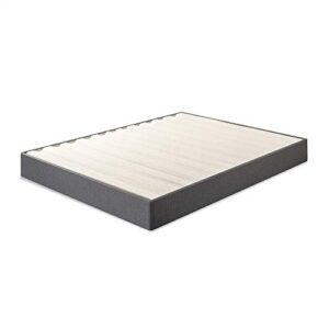 zinus upholstered metal and wood box spring, 7.5 inch mattress foundation, easy assembly, fabric paneled design, queen