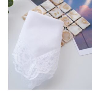 MileyMarla Ladies New Pretty Lace White Cotton Handkerchiefs Wedding Hankies Hanky