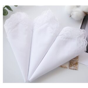 MileyMarla Ladies New Pretty Lace White Cotton Handkerchiefs Wedding Hankies Hanky