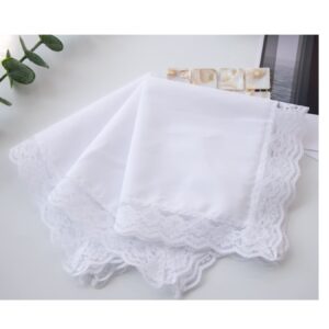 MileyMarla Ladies New Pretty Lace White Cotton Handkerchiefs Wedding Hankies Hanky