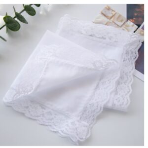 MileyMarla Ladies New Pretty Lace White Cotton Handkerchiefs Wedding Hankies Hanky