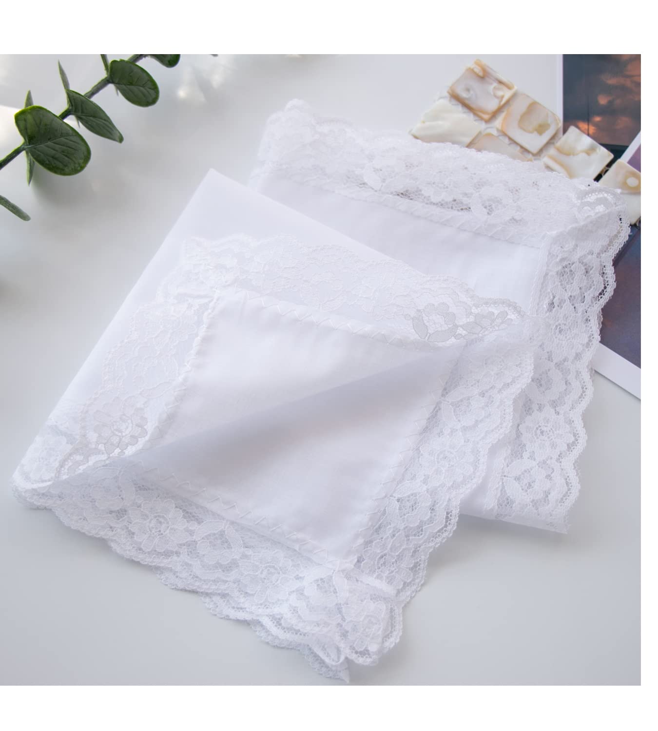 MileyMarla Ladies New Pretty Lace White Cotton Handkerchiefs Wedding Hankies Hanky