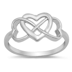 Criss Cross Infinity Heart Promise Ring New .925 Sterling Silver Band Size 9