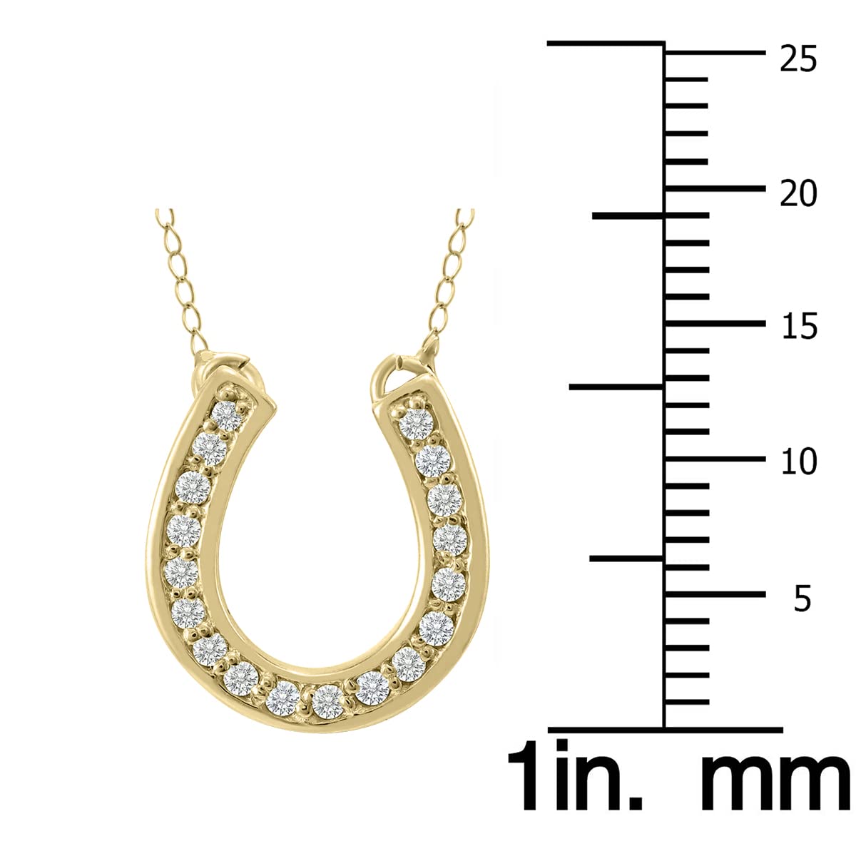 SZUL 14k Yellow Gold Diamond HorseShoe Pendant