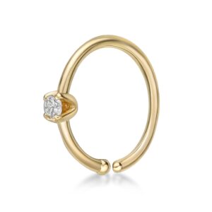 lavari jewelers 22 gauge 0.02 carat diamond hoop nose ring in 14k yellow gold 1.7 mm