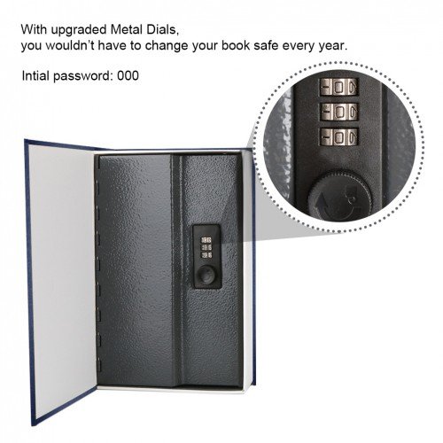 Book Safe with Combination Lock - Jssmst Home Dictionary Diversion Metal Safe Lock Box, SM-BS0405S, Navy Small