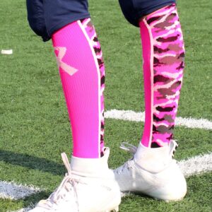 MadSportsStuff Pink Ribbon Awareness Camo OTC Socks (Neon Pink/Pale Pink, X-Large)