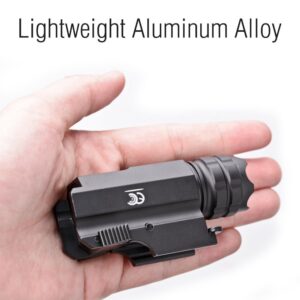 MCCC 500 Lumens LED Rail Mount Tactical Gun Flashlight Pistol Light with Strobe&Weaver Quick Release for Hunting, Black