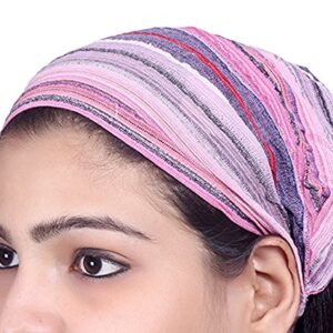 SARJANA HANDICRAFTS Lot 10 Pieces Womens Mens Cotton Headband Striped Hairband Bandana Wrap Band (Multicolored (Assorted))