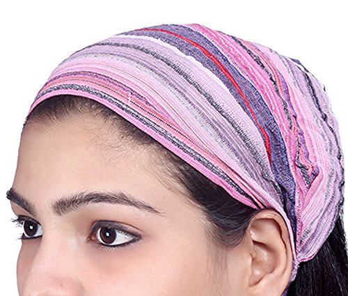 SARJANA HANDICRAFTS Lot 10 Pieces Womens Mens Cotton Headband Striped Hairband Bandana Wrap Band (Multicolored (Assorted))