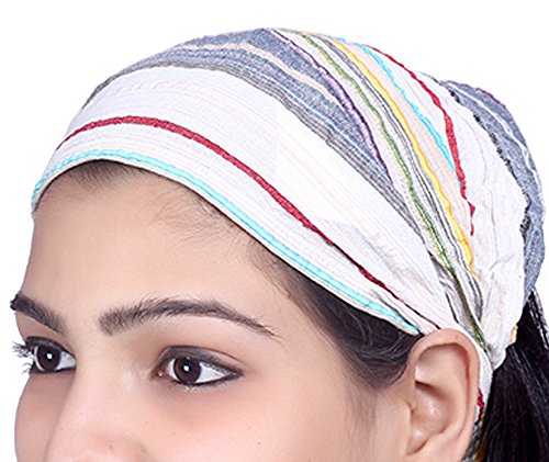 SARJANA HANDICRAFTS Lot 10 Pieces Womens Mens Cotton Headband Striped Hairband Bandana Wrap Band (Multicolored (Assorted))