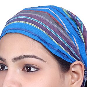 SARJANA HANDICRAFTS Lot 10 Pieces Womens Mens Cotton Headband Striped Hairband Bandana Wrap Band (Multicolored (Assorted))