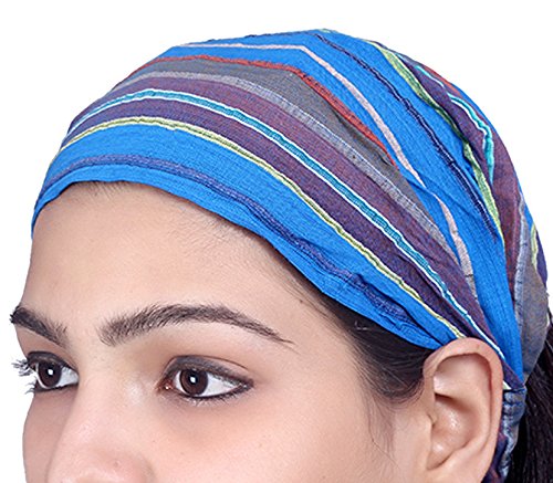 SARJANA HANDICRAFTS Lot 10 Pieces Womens Mens Cotton Headband Striped Hairband Bandana Wrap Band (Multicolored (Assorted))