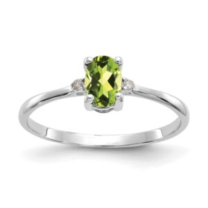 IceCarats 10K White Gold Diamond Green Peridot Ring Gemstone Band April August Birthstone Jewelry Size 6