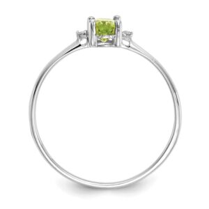 IceCarats 10K White Gold Diamond Green Peridot Ring Gemstone Band April August Birthstone Jewelry Size 6