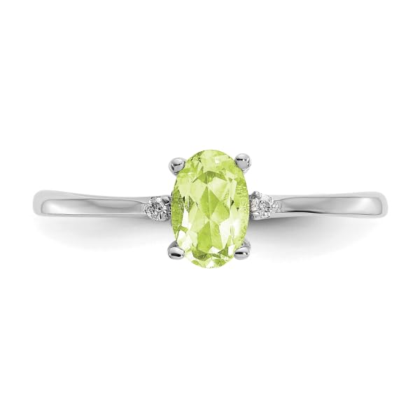 IceCarats 10K White Gold Diamond Green Peridot Ring Gemstone Band April August Birthstone Jewelry Size 6