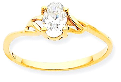 IceCarats 10K Yellow Gold White Topaz Ring Gemstone Band April Birthstone Jewelry Size 7.00