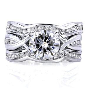 kobelli moissanite crossover bridal set 1 3/4 carat (ctw) in 14k white gold - 3 piece set, size 9, white gold