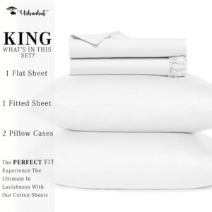 URBANHUT 800 Thread Count Egyptian Cotton Sheets King Size, Long Staple Bed Sheets, 4 Pc Bed Sheet Sets for King Size Bedding, Sateen Weave Luxury Hotel Bed Sheets Fits 16" Deep Pocket - White