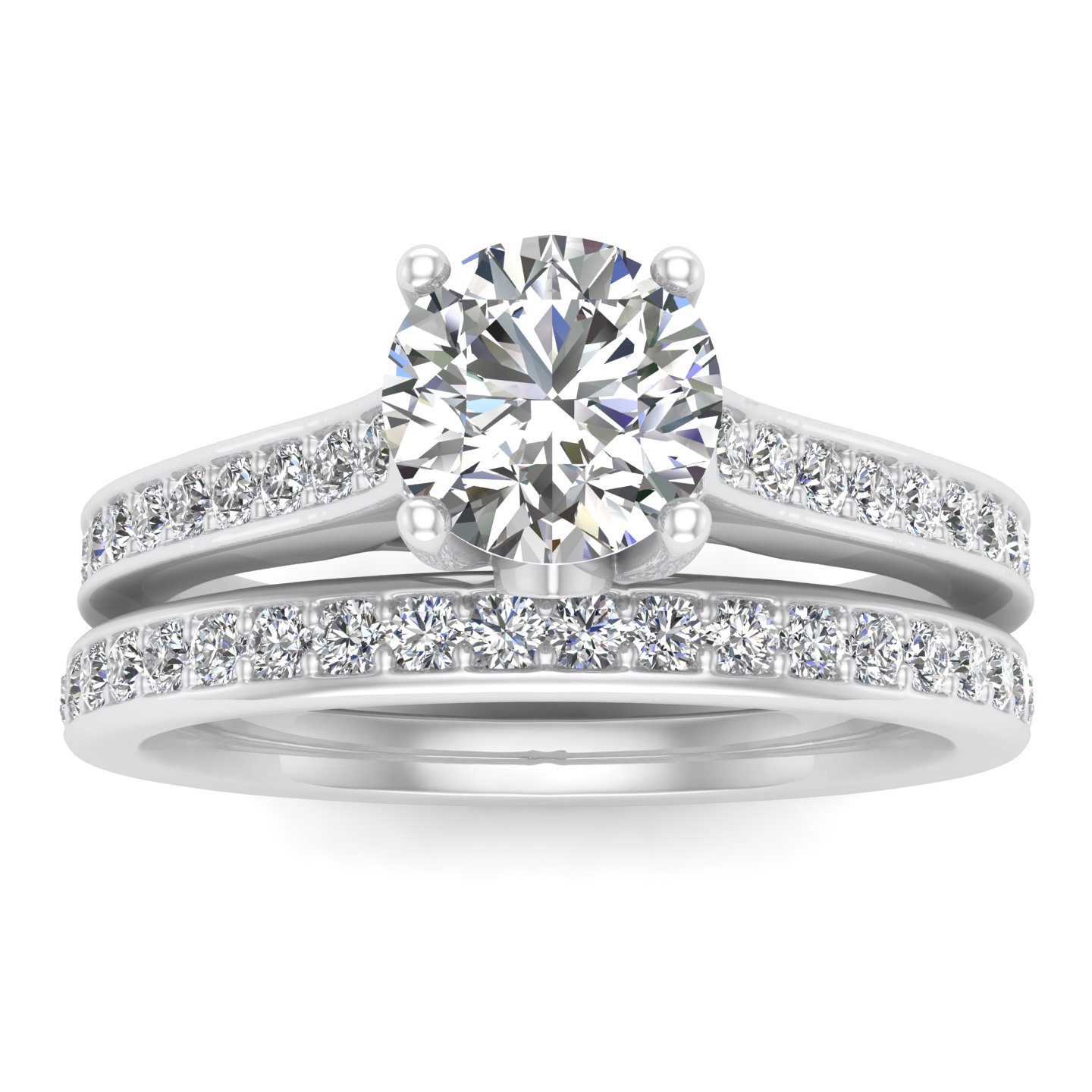 5/8 Carat Diamond Engagement Wedding Ring Set in 10k White Gold (H-I, I2-I3)