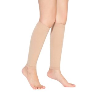 TOFLY® Calf Compression Sleeve for Men & Women, 1 Pair, Footless Compression Socks 20-30mmHg for Leg Support, Shin Splint, Pain Relief, Swelling, Varicose Veins, Maternity, Nursing, Travel, Beige XL