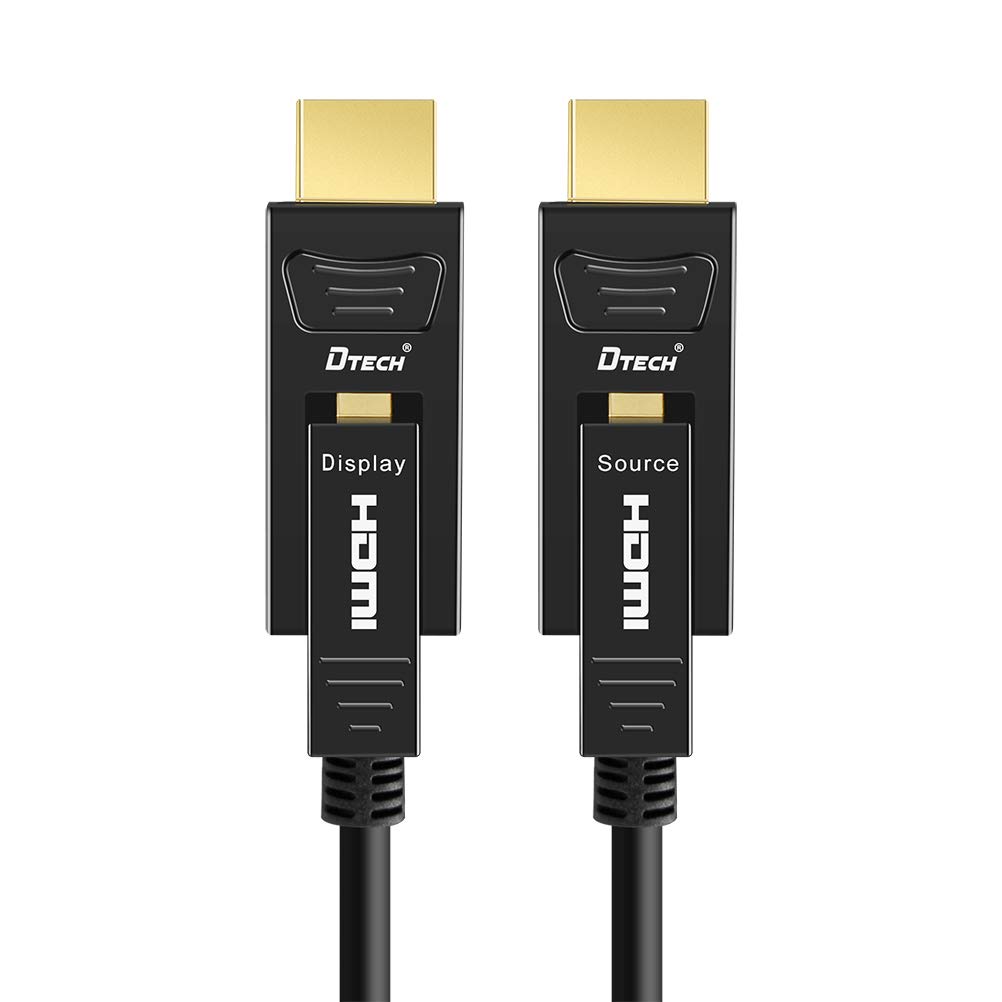 DTech Fiber Optic HDMI Cable 100 Feet 4K 60Hz 444 Chroma Subsampling 18Gbps High Speed Ultra HD 100ft Micro HDMI to Standard HDMI Cord Removable Ends Compatible with TV Projector Computer Monitor