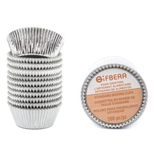 gifbera standard silver foil cupcake liners metallic paper muffin baking cups 200-count (silver)