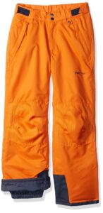 arctix kids snow pants with reinforced knees and seat, burnt orange, medium