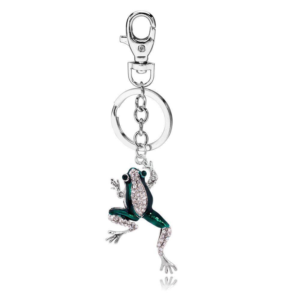 Liavy's Green Frog Charm Fashionable Keychain - Sparkling Crystal - Unique Gift and Souvenir