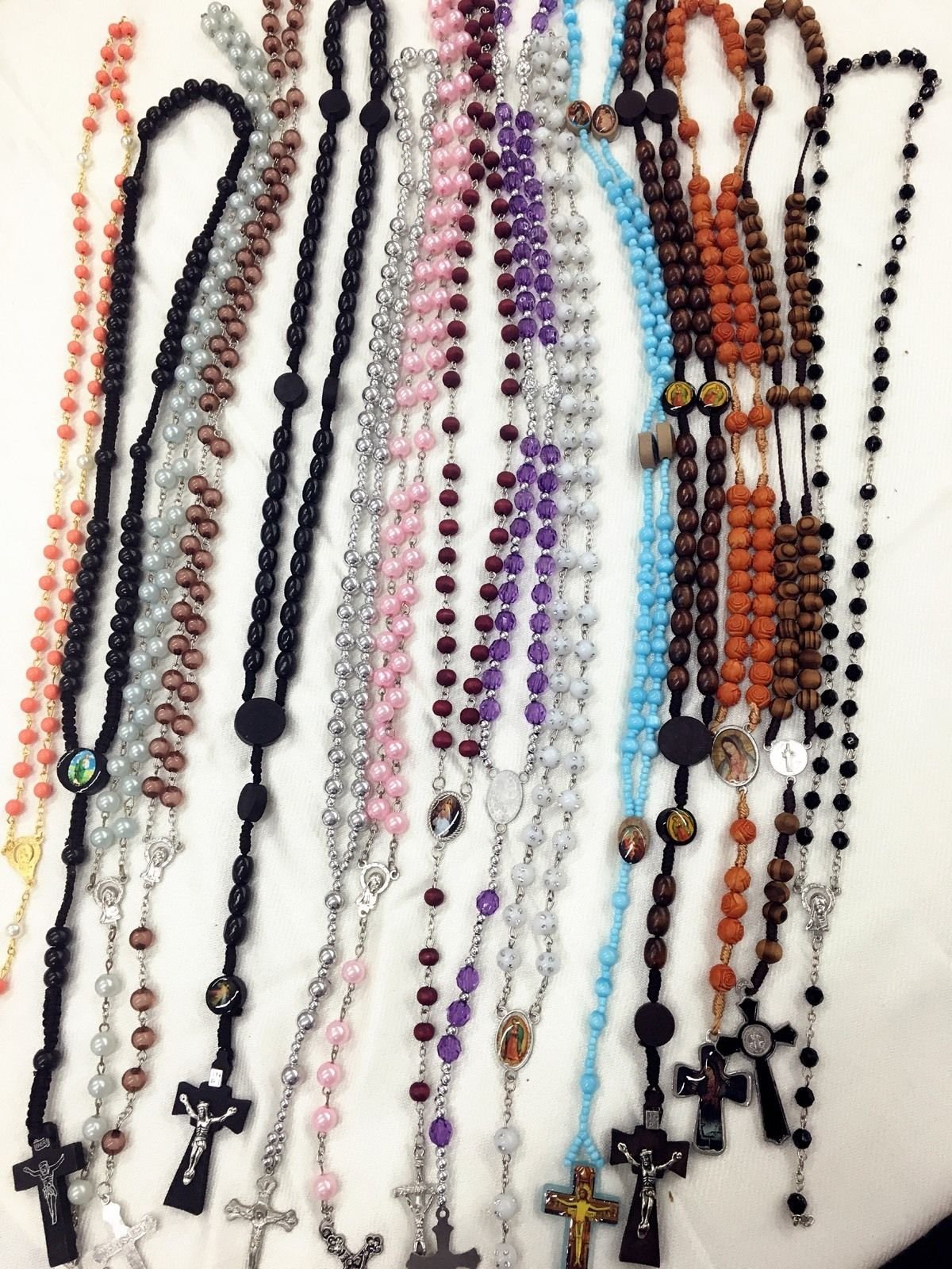 CLGIFT 30pcs mix lot full long rosary necklace Religious catholic Crucifix cross wholesale lot