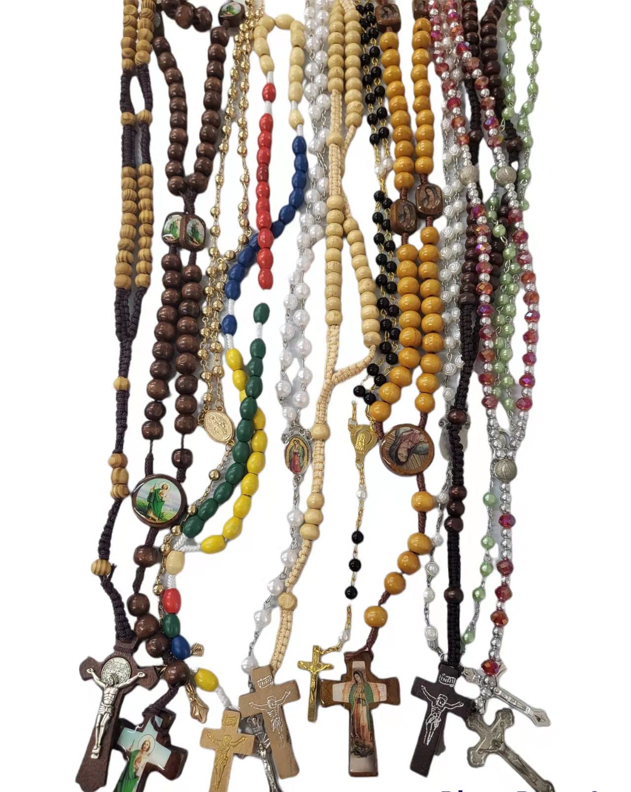 CLGIFT 30pcs mix lot full long rosary necklace Religious catholic Crucifix cross wholesale lot