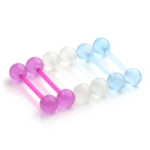 ruifan 14g 16mm flexible acrylic nipple tongue barbell ring body piercing jewelry retainer 6pcs (assorted color 1#)