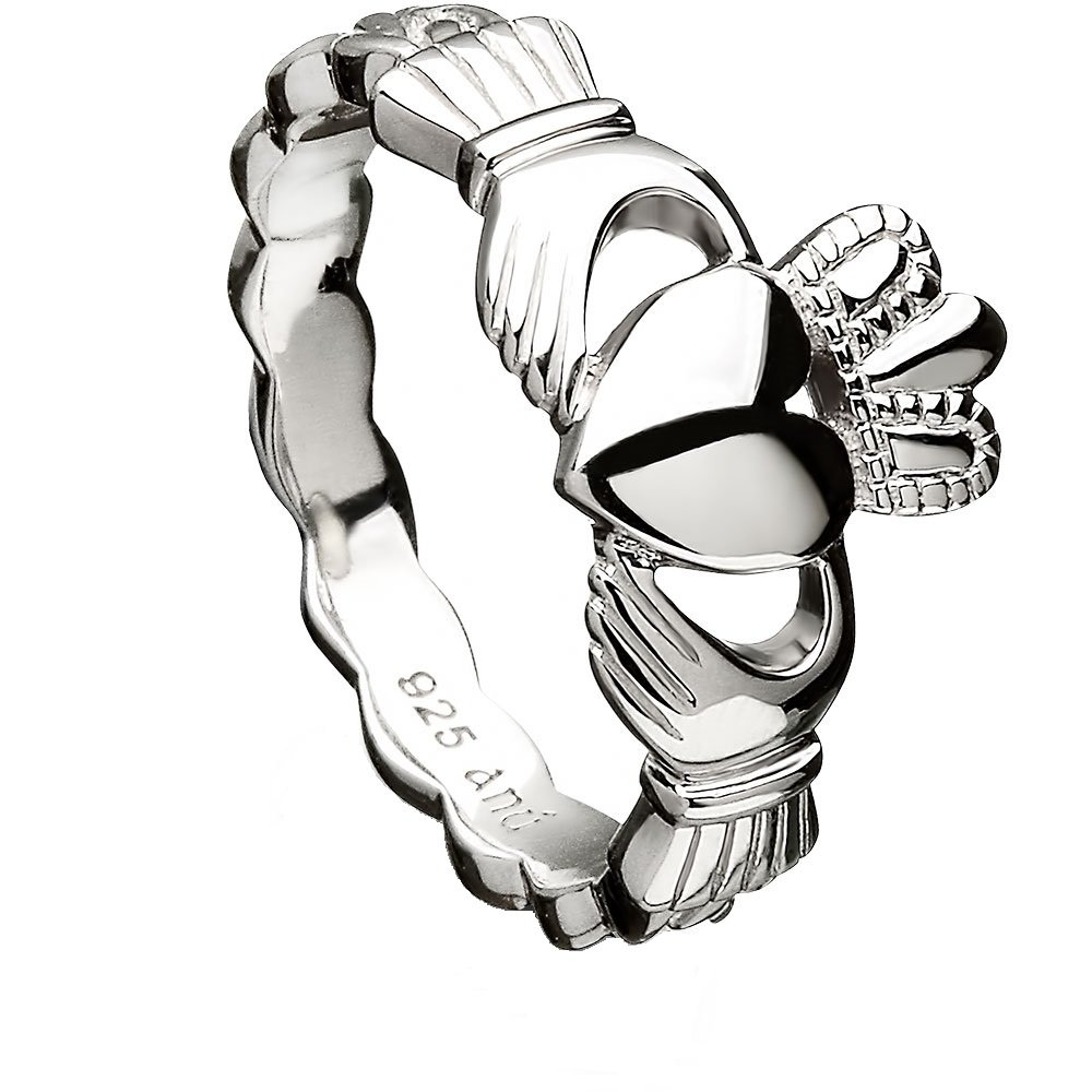 Sterling Silver Claddagh Ring ANU3014 with Celtic Weave (7)