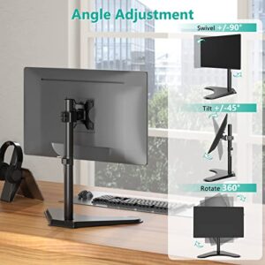 WALI Single Monitor Stand, Adjustable Monitor Stand for One Screen up to 32inch, Universal Freestanding Monitor Stand for hp acer lg Monitor with monting Holes 75 to 100mm (MF001),Black