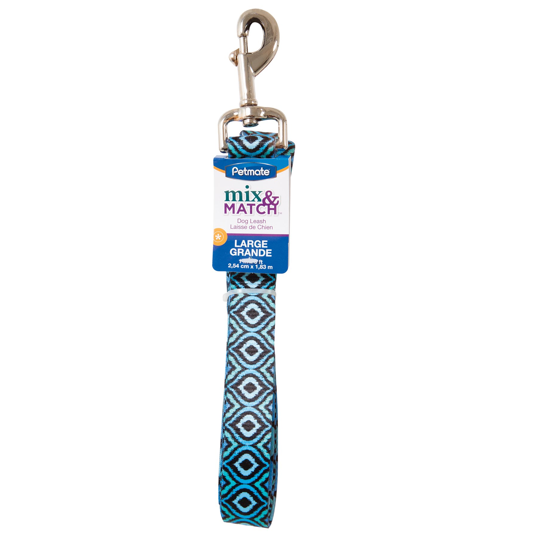 Petmate Mix & Match Leash, 1" x 6', Blue Geo Print