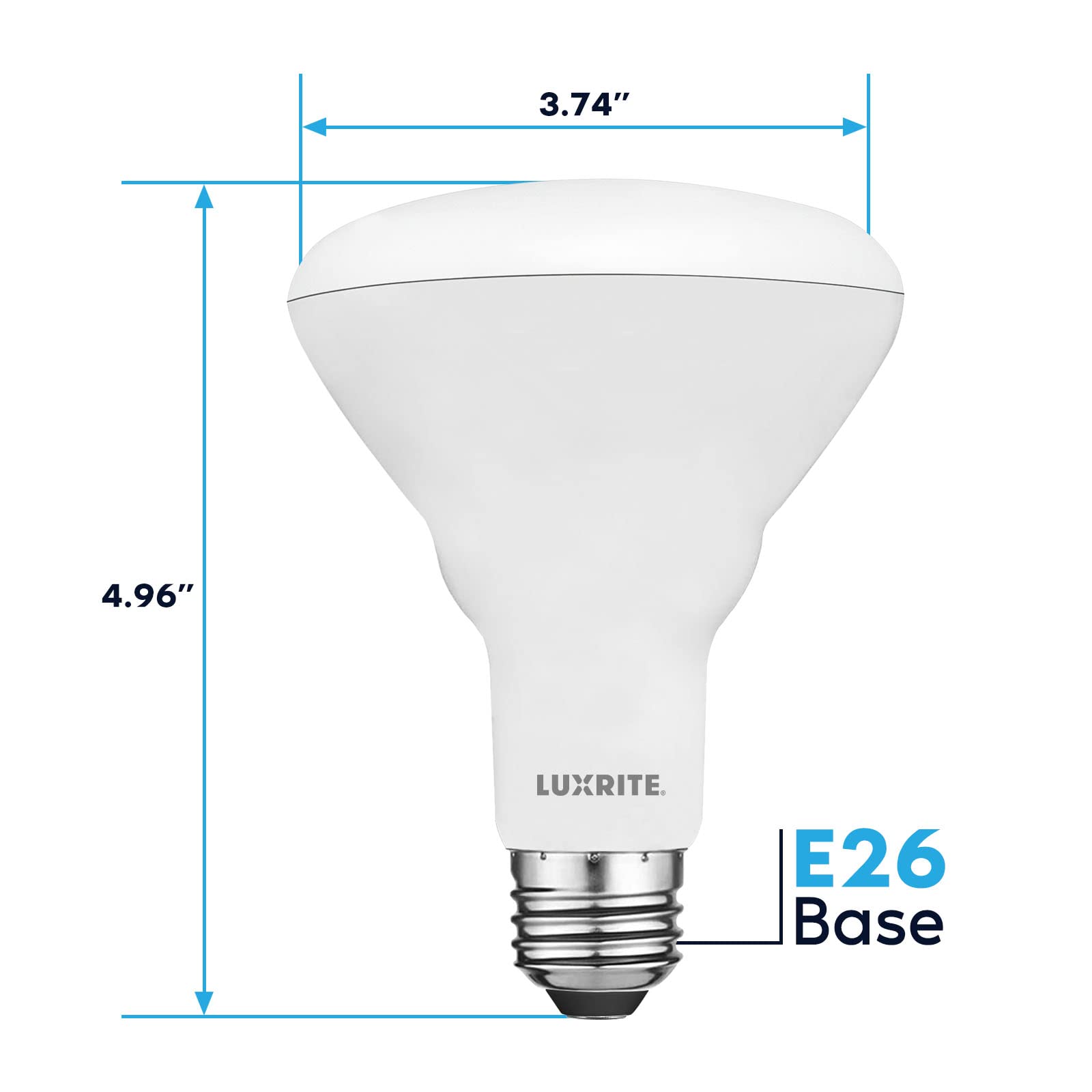 Luxrite 4-Pack BR30 LED Bulb, 65W Equivalent, 3500K Natural White, Dimmable, 650 Lumens, LED Flood Light Bulbs, 8.5W, Energy Star, E26 Medium Base, Damp Rated, Indoor/Outdoor - Living Room and Kitchen