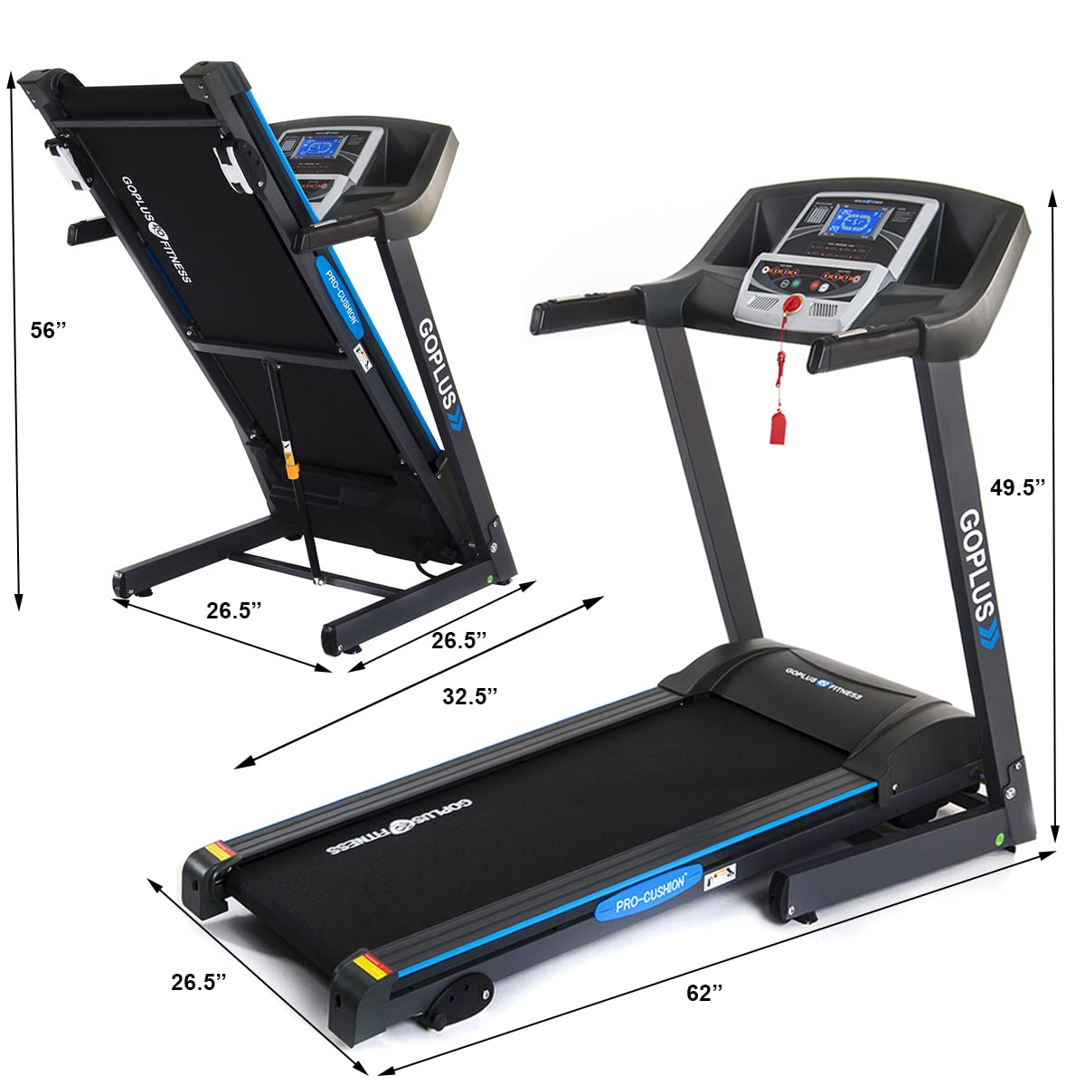 2.2HP Folding Treadmill Electric Support Motorized Power Running Fitness Jogging Incline Machine g Fitness Jogging Incline Machine Fitness Jogging Incline Machine