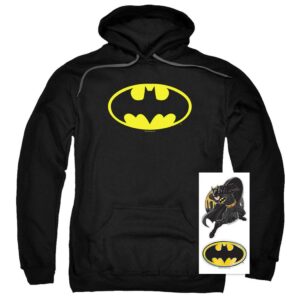 Popfunk Batman Classic Logo Pull-Over Hoodie Sweatshirt & Stickers (XX-Large) Black