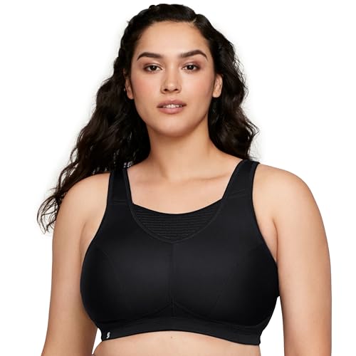 Full Figure Plus Size No-Bounce Camisole Elite Sports Bra Wirefree #1067 Black