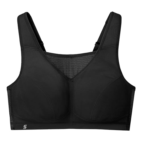 Full Figure Plus Size No-Bounce Camisole Elite Sports Bra Wirefree #1067 Black