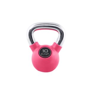 cap barbell colored rubber coated kettlebell with chrome handle, 10 lb (sdkr-010c)