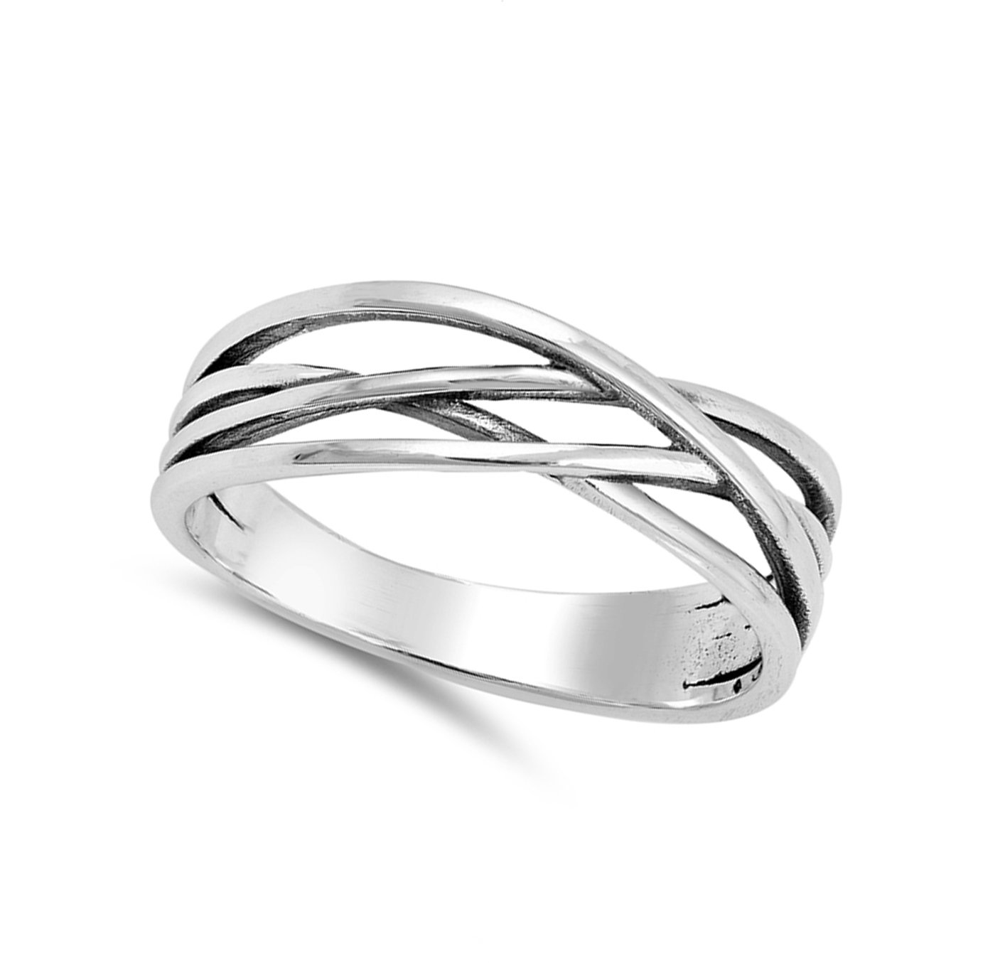 Oxidized Criss Cross Infinity Knot Ring New .925 Sterling Silver Band Size 8