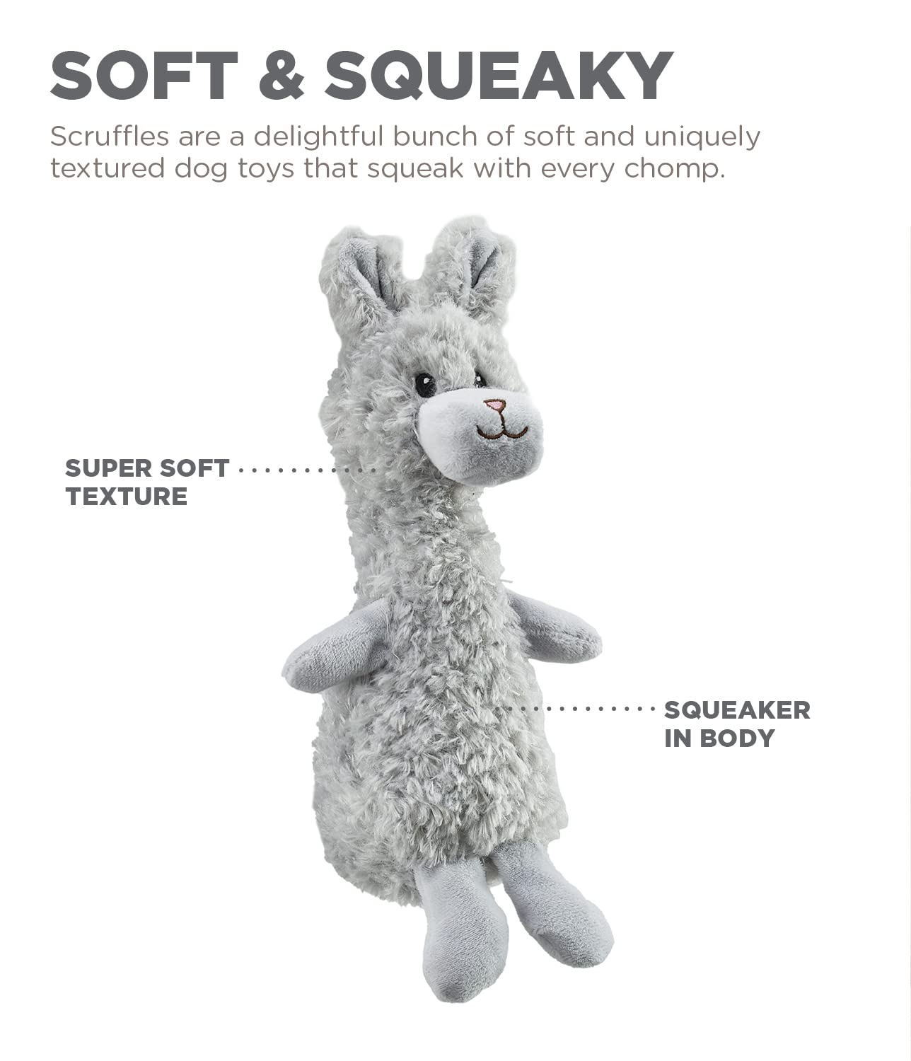 Outward Hound Scruffles Bunny Plush Squeaky Dog Toy, Small